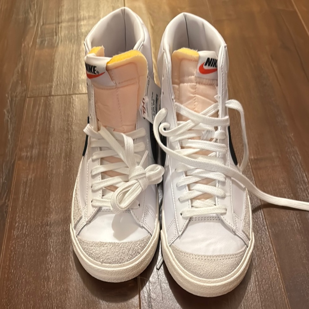 Nike White and Black High-Tops with Orange Accents